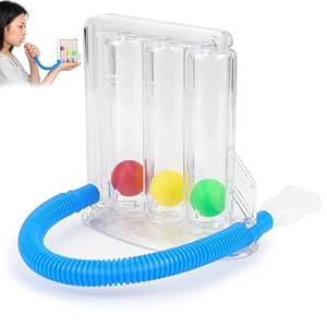 Rierousy Esercitatore Respiratorio, Spirometro Portatile, Allenatore di Respirazione Profonda con 3 Palline Colorate e Boccaglio per la Terapia del Linguaggio e la Funzione Polmonare