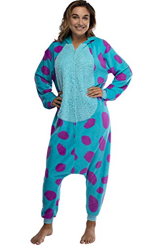 Disney Monsters Inc. Adult Sulley Kigurumi Sherpa Fleece Cosplay Costume One Piece Union Suit2