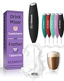 Elementi Drink Mixer Handheld - Electric Stirrer and Powerful Protein Powder Mixer Wand, Easy-to-Use Mini Frother Wand for Quick Delicious...