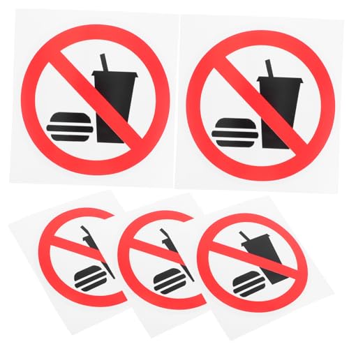 LOPUNER 5piezas Señal de Ayuno Pegatinas Autoadhesivas para Cocina y Oficina Advertencia de Seguridad para No Comer Simple y Claro para Uso Negocios