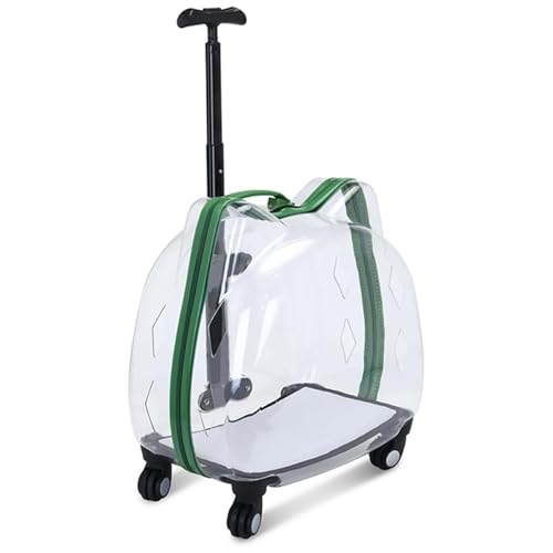 Trolley per animali domestici – Zaino trasparente con ruote girevoli, completamente traspirante, design rigido per gatti e cani di piccola taglia, ideale per i viaggi