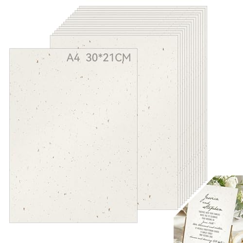 Rkixlix 25 Blatt Papier A4 Elfenbein Fotokarton Kartonpapier 250 g/m²A4 Tonpapier Tonkarton Creme Bastelpapier Bastelkarton Scherenschnittpapier für Menükarte Einladungen Briefe Scrapbooking