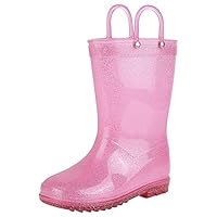 Colorxy Kids Rain Boots for Boys Waterproof Toddler Rain Boots with Easy-On Handles, Glitter Pink Size Toddler 7
