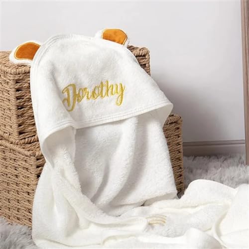IEK Custom Kid's Bath Towel with Name - Custom Name Hooded Towel With Hood for Kids
