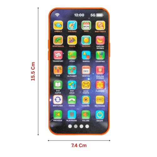 Image of Educational Phone Toy for 2-12 Years Kids Rechargeable 24 Modes Talking Baby Smart Phone Mobile Toy for Boys Girls Christmas Gift Birthday Surprise (10 Languages Space Themed)