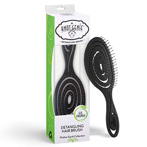 Knot Genie Mother Earth Eco Friendly Detangling Brush (Black Pearl)