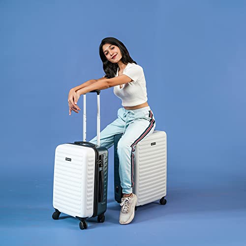 Image of Assembly Blue White Hard-Sided Unbreakable Polycarbonate Luggage Bag for Travel (20 & 24 Inches, 42 & 67L)
