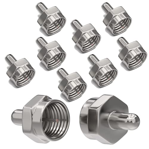 RedStar24 SAT F-Abschlusswiderstand Set – 75 Ohm F-Stecker Endwiderstand – Kompatibel mit Multischalter, LNB, Tuner & Dosen – Satelliten Endwiderstand – 10 Stück, Silber