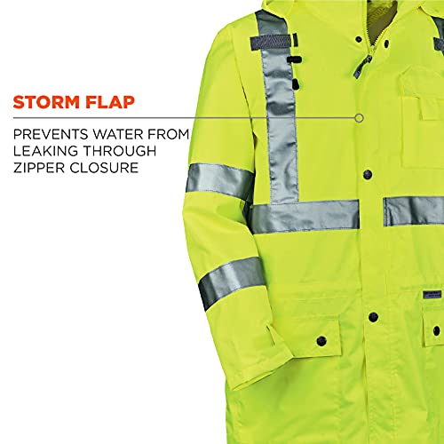 Ergodyne Glowear 8365 Rain Jacket, High Visibility, Reflective, Ansi Compliant Outerwear Lime, Medium #TOP3