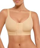 FeelinGirl Medical Surgical Bra Post Surgery Compression Mastectomy Bra with Front Closure Full Coverage Bra Skin XL