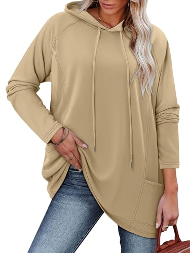 KISSMODA Women Hoodies Dress Long Sweatshirts Dress Raglan Sleeves Oversized Sweatshirts with Pocket 2025 Fall Winter Trendy