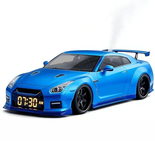 Image of Hyper Car Alarm Clock, Realistic Engine & Light Effects, Sports Car Ornament, Car Alarm Clock, with Crystal Clear LED Display Screen, for Interior Decoration and car Enthusiasts (Blue)
