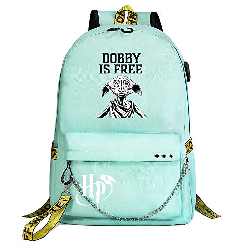 HP lässig Laptop Rucksack Jugendliche Studententasche Unisex Green Rucksack ， mit Kopfhörer Jack Harry Potter Stil-21
