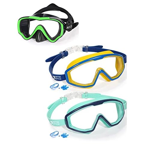 Water Space Kids Swim Goggles Swimming Goggles for Kids Boys Girls 3-15, Wide Vision Anti-fog UV protection and Waterproof Cover