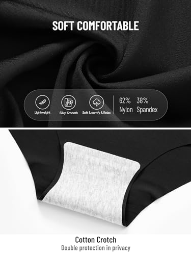 Image of Women's Seamless No-Show Bikini Underwear Comfortable Stretch Invisible Hipster Panties for Everyday Wear 6PACK