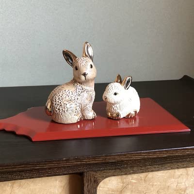 リンコナダ ウサギ子供 F334 陶器 動物 置物 ウサギ 兎 干支 十二支