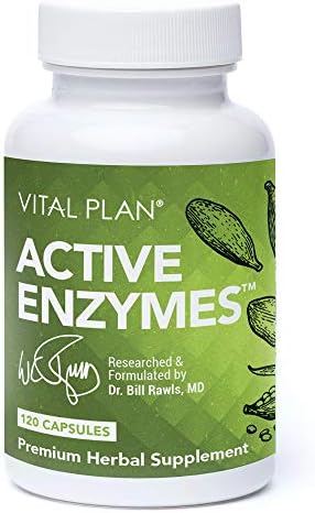 Vital Plan Active Enzymes Supplement by Dr. Bill Rawls - Digestive Enzymes for Gut Health & Digestion - Protease, Bromelain, Lactase, Amylase & Lipase (120 Capsules)