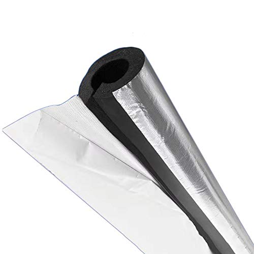 BBGS Conduits isolants Mousse Noire Tubes Tube - Épais À Haute Densité en Caoutchouc en Feuille D'aluminium Joint À Double Tube Avec PVC Overlap Ruban-tuyau Flexible D'isolation, Paquet De 3 Enveloppe Cover