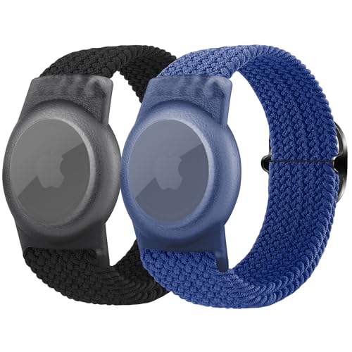 Meliya 2 Pack Wristband Compatible with Apple AirTag Holder for Kids, Protective Case for Air Tag GPS Tracker Holder with Adjustable Nylon Bracelet Watch Band for Toddler Child