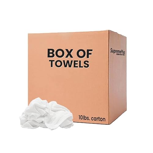 SupremePlus White Terry Bar Mop Towels 80 Pcs (Approx)- 100% Cotton Ultra-Absorbent Cleaning Rags, Perfect Washable Kitchen Rags for Bars, Restaurants & Home - Multipurpose (10 lbs. Box)
