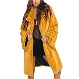 Leather Jacket Msuiiixcccc Winter Coats for Women Plus Size Solid Warm Faux Rabbit Fur Parka Coat Jacket Winter Turn Down Collar Outerwear (#03 Yellow)