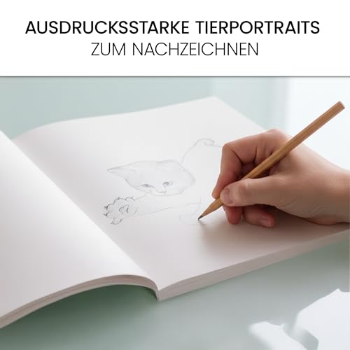 Tiere zeichnen lernen: realistische Tierportraits von Haustieren bis Wildtieren - detailliertes Zeichenbuch mit Schritt für Schritt Anleitung für Fortgeschrittene | SimplePaper