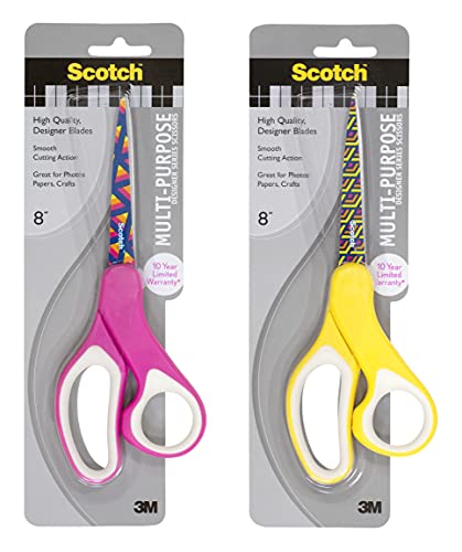 Lista de Tijeras de diseño - solo los mejores. 47 Scotch Tijera Multipropósito de 8 pulgadas (20.3 cm), Color Rosa/Amarillo