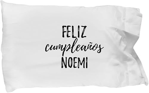Feliz Cumpleanos Noemi Pillowcase Spanish Happy Birthday Personalized Name Gift Pillow Cover Case 20x30