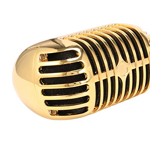 Tyuooker Professional Wired Vintage Classic Microphone Dynamic Vocal Mic Microphone for Live Performance Karaoke(Gold) - Image 2