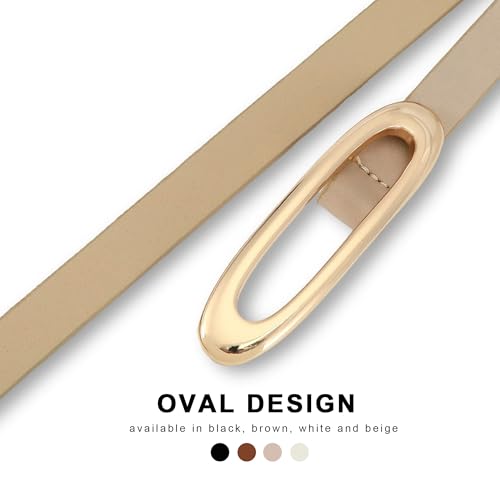 Women's Skinny Genuine Leather Belt Water Droplet Buckle Design3