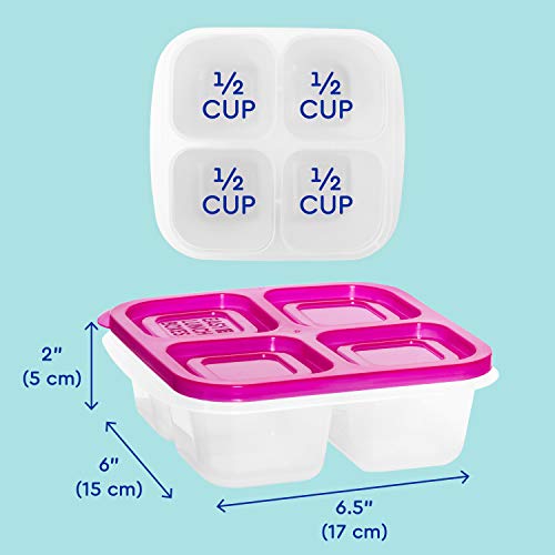 Easylunchboxes® - Bento Snack Boxes - Reusable 4-Compartment Food Containers For School, Work And Travel, Set Of 4, Brights #TOP6