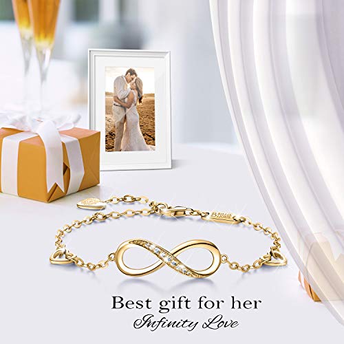 Billie Bijoux Womens 925 Sterling Silver Bracelets Infinity Endless Love Symbol Charm Adjustable Bracelet Gifts for Wife Women2