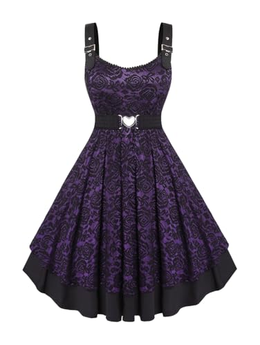 Image of Rosegal Women Plus Size Retro Lace Belt Party Cocktail Dress