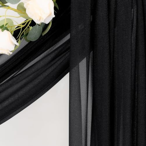 Image of Wedding Glitter Arch Draping Fabric Black 29 inch x 6.5 Yards 2 Panels Sheer Backdrop Curtains Drapery for Summer Wedding Ceremony Birthday Party Indoor Ceiling Decor