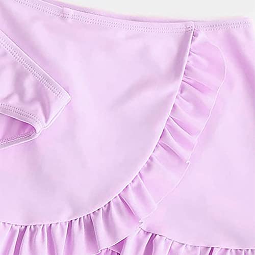 Toddler Girl's 3 Piece Swimsuits Soild Bikini Rullfe Bathing Suit Briefs Girls Bikini Bowknot (Pink, 12-14 Years)4