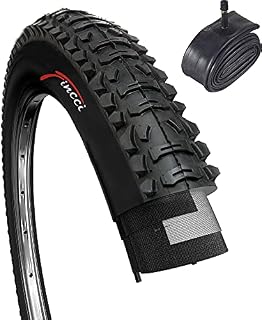 Fincci Set 26 x 1.95 Inch 50-559 Foldable 60 TPI Tyre with Schrader Valve Inner Tube for MTB Mountain Hybrid Bike Bicycle
