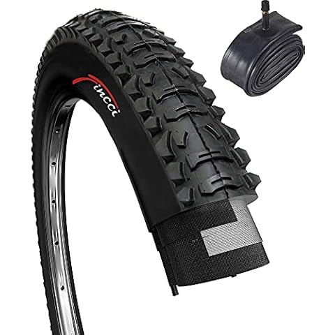 Fincci Set 26 x 1.95 Inch 50-559 Foldable 60 TPI Tyre with Schrader Valve Inner Tube for MTB Mountain Hybrid Bike Bicycle Cover