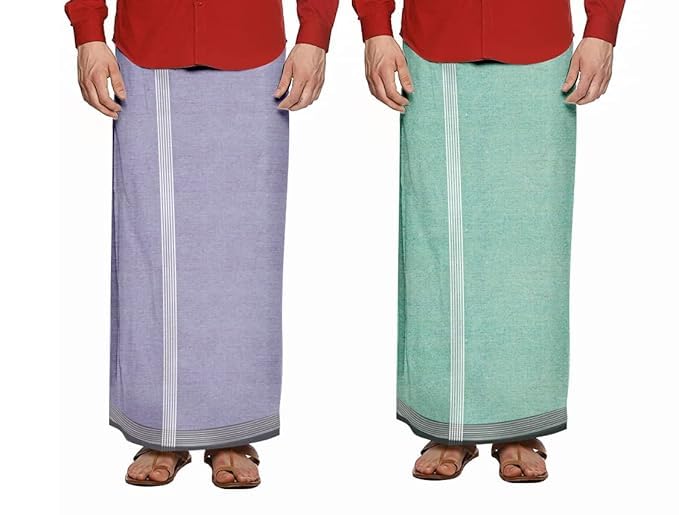 Image of Men's Cotton Lungi | Traditional Indian Wear | Soft & Breathable Checked Lungis for Daily Comfort, Home Wear & Casual Use | Free Size Wrap