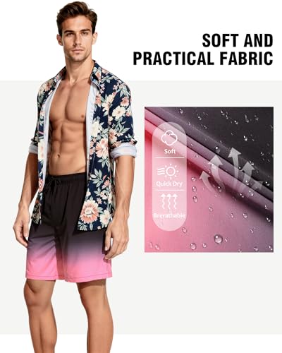 Image of Mens Swim Trunks, Quick Dry Swimming Shorts with 4 Pockets | 2 In 1 Design, Built-In Compression Liner, Adjustable Waistband, Light and Breathable, Summer Vacation Board Bathing Suit