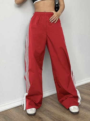 Image of Elasticated Sporty Women Cargo Track Pant with Side Stripes