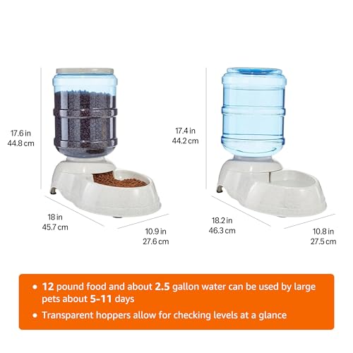 Image of Amazon Basics Large Gravity Pet Food Feeder and Water Dispenser Bundle