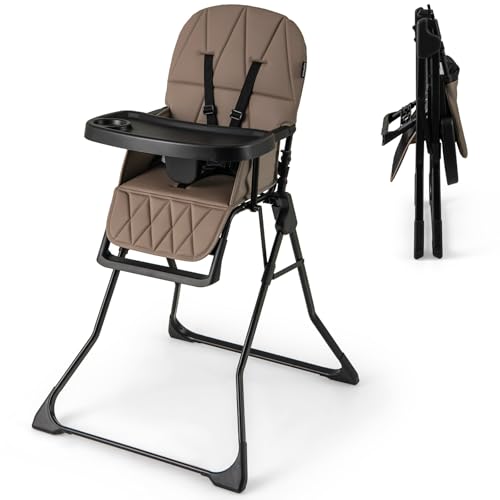 COSTWAY Foldable Highchair for Babies, Coffee