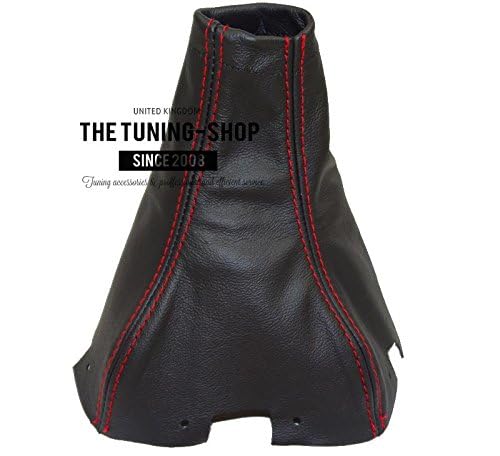 For Subaru Forester 2008-13 Shift Boot Black Genuine Leather Red Stitching