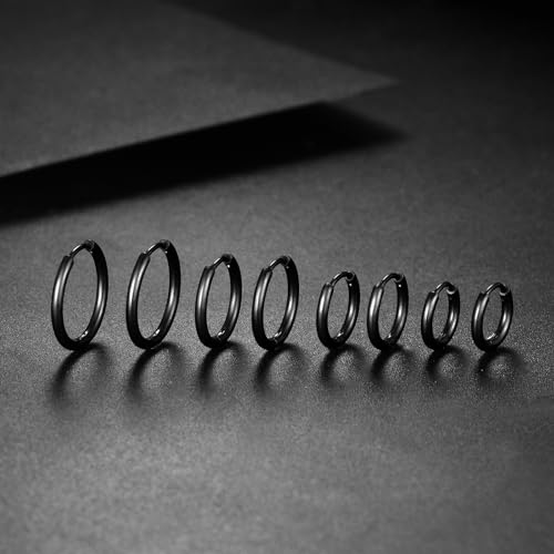 Image of 316L Surgical Stainless Steel Huggie Hoop Earrings 6mm 8mm 10mm 11mm 12mm 14mm Hypoallergenic Earrings Ring Cartilage Helix Lobes Hinge Sleep Earrings for Men Women