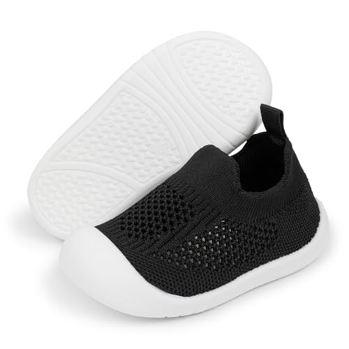 Miamooi Baby Toddler Girls Boys First Walking Shoes Anti-Slip Rubber Sole Sneakers Indoor Outdoor Slip On Sock Shoes Lightweight Breathable Mesh First Walkers Shoes