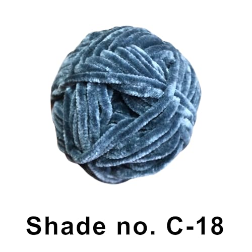 Image of VCR Bluish Grey Caramel Yarn 100 Grams Hank, 115 Meters Length, Premium Polyester Ball for Crochet and Knitting, Soft Crosia Threads, Pack of 1 Yarn, Suitable for DIY Crafts