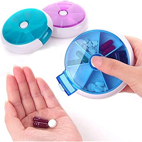 Weekly Daily Pill Box Organiser Medicine Tablet Storage Dispenser 7 Day Week Portable Automatic Rotary Round, Tray Medicine Box Holder Cover