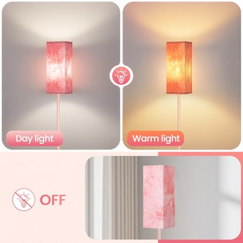 Image of Floor Lamp, Pole Lamp with Foot Switch, Modern Standing Lamp Shade, Minimalist Freestanding Lamp (Bulb Not Included), for Living Room, Bedroom Office ETL Listed, Sakura Pink PCP07LD05