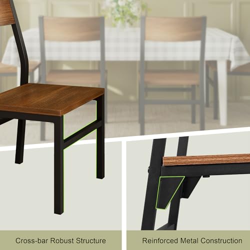 Image of Feonase Dining Chairs Set of 6, Modern Kitchen Chairs with Ergonomic Backrest, MDF Board and Metal Legs, Dinner Chairs for Dining Room, Kitchen and Living Room, Walnut