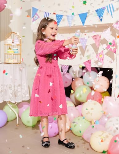 Image of Arshiner Girl Tulle Dress Winter Long Sleeve Teen Girls Party Casual Dresses 5-14Y